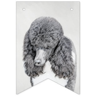 Standard Poodle Black Parti Painting - Dog Art Bunting