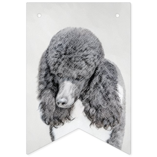 Standard Poodle Black Parti Painting - Dog Art Bunting (First Flag)