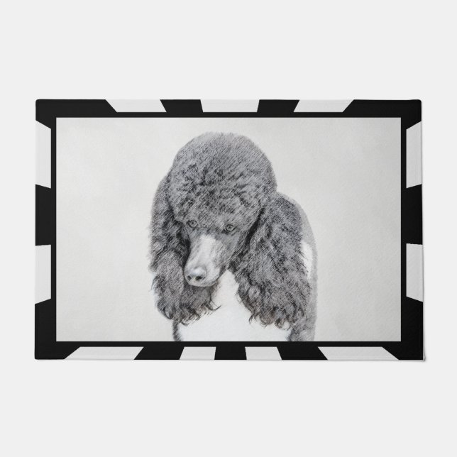 Standard Poodle Black Parti Painting - Dog Art Doormat (Front)