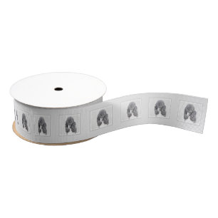 Standard Poodle Black Parti Painting - Dog Art Grosgrain Ribbon