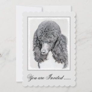 Standard Poodle Black Parti Painting - Dog Art Invitation