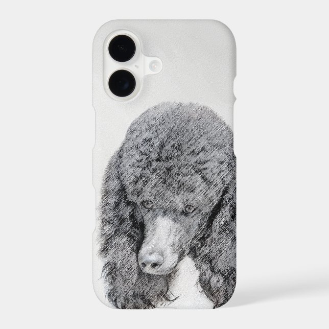 Standard Poodle Black Parti Painting - Dog Art iPhone Case (Back)