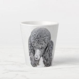 Standard Poodle Black Parti Painting - Dog Art Latte Mug