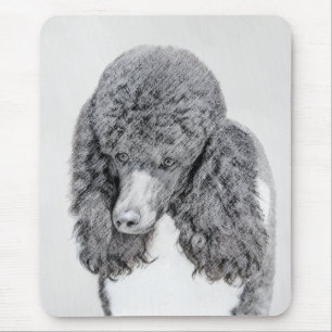Standard Poodle Black Parti Painting - Dog Art Mouse Mat