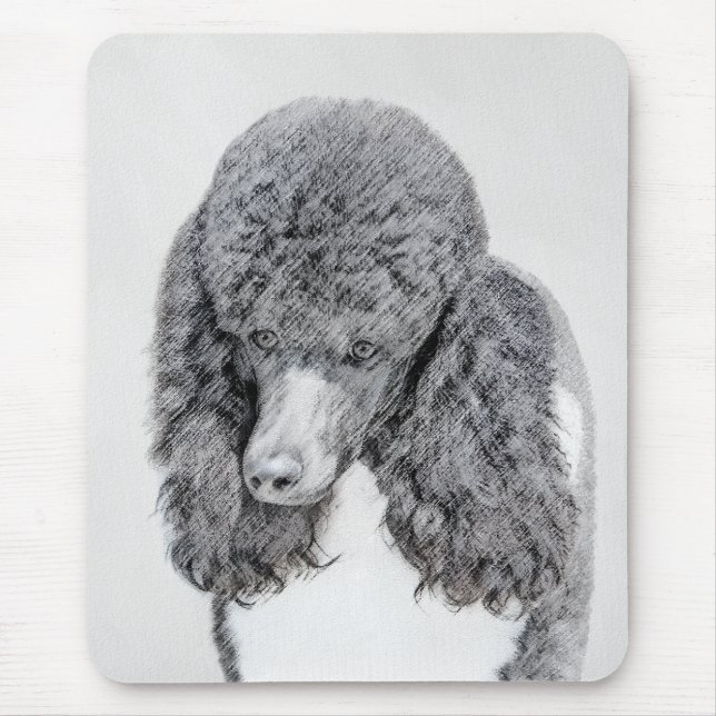 Standard Poodle Black Parti Painting - Dog Art Mouse Mat (Front)