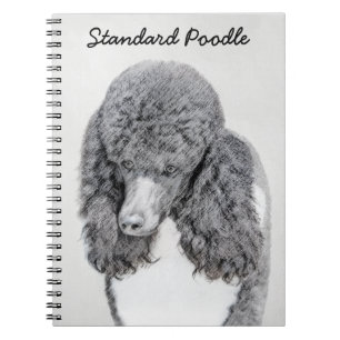 Standard Poodle Black Parti Painting - Dog Art Notebook
