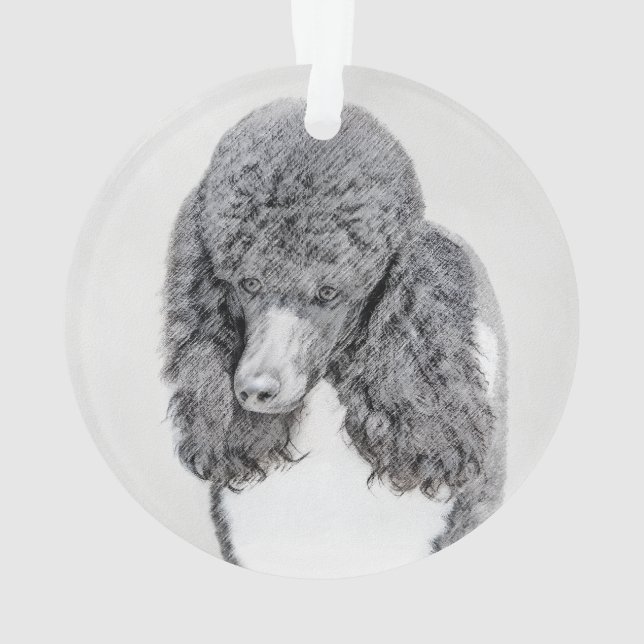 Standard Poodle Black Parti Painting - Dog Art Ornament (Back)