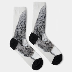 Standard Poodle Black Parti Painting - Dog Art Socks