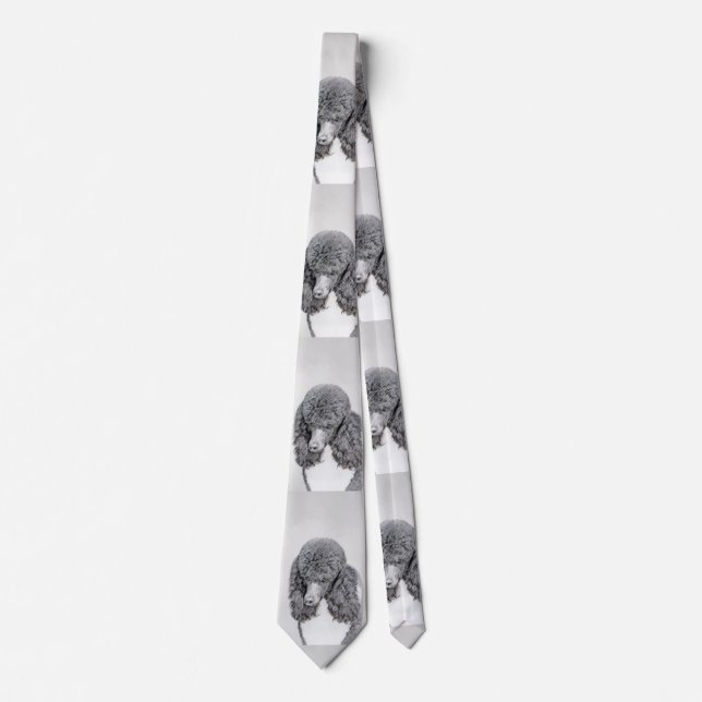 Standard Poodle Black Parti Painting - Dog Art Tie (Front)