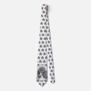 Standard Poodle Black Parti Painting - Dog Art Tie