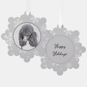 Standard Poodle Black Parti Painting - Dog Art Tree Decoration Card