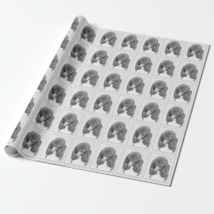 Standard Poodle Black Parti Painting - Dog Art Wrapping Paper
