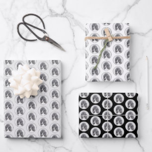 Standard Poodle Black Parti Painting - Dog Art Wrapping Paper Sheet