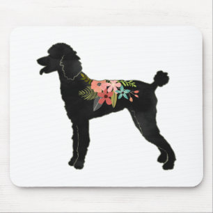 Standard Poodle Dog Breed Boho Floral Silhouette Mouse Mat
