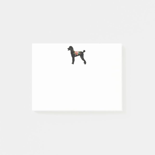 Standard Poodle Dog Breed Boho Floral Silhouette Post-it Notes (Front)