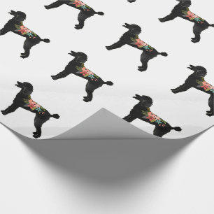 Standard Poodle Dog Breed Boho Floral Silhouette Wrapping Paper