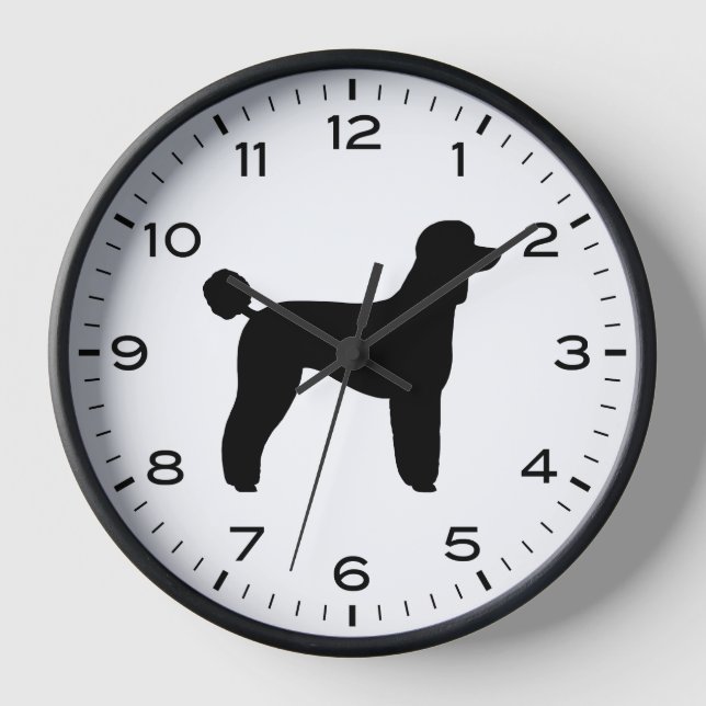 Standard Poodle Dog Breed Silhouette Clock (Front)