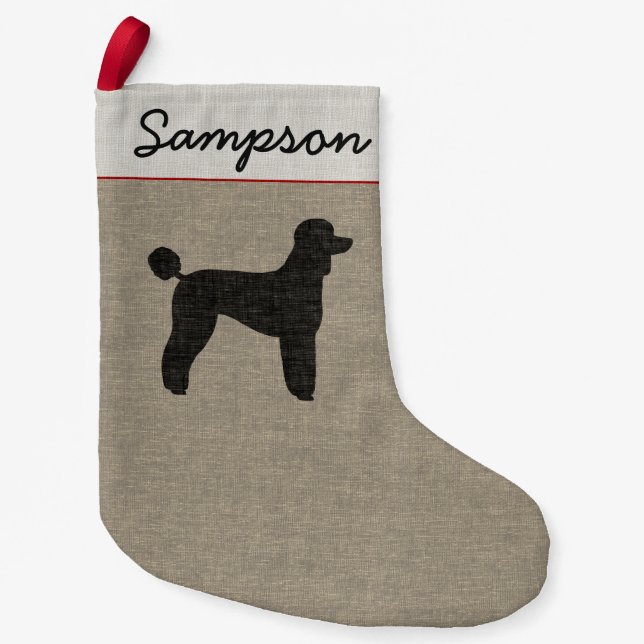 Standard Poodle Dog Silhouette Personalised Xmas Small Christmas Stocking (Front)