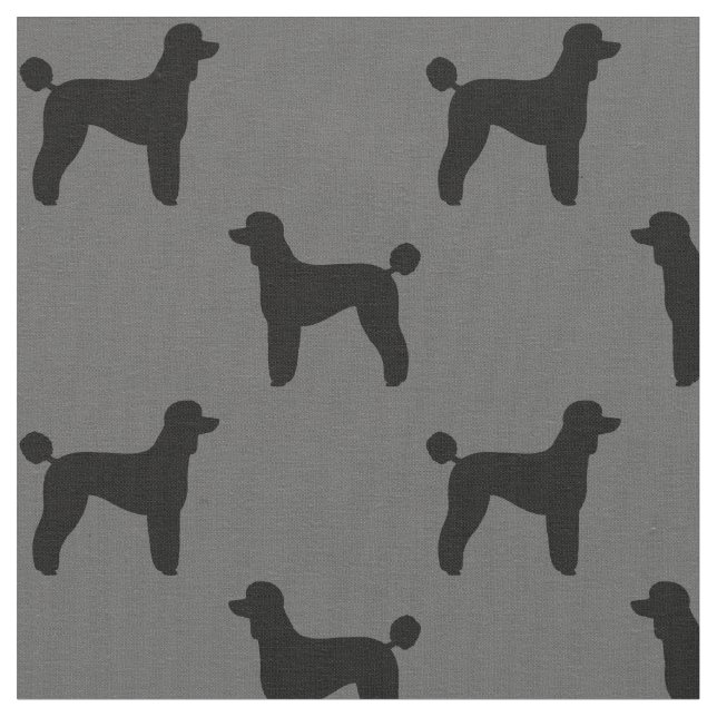 Standard Poodle Dog Silhouettes Pattern Fabric (Close Up)