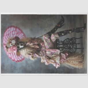 Standard Poodle Dressed in Pink Decouapge Tissue Paper