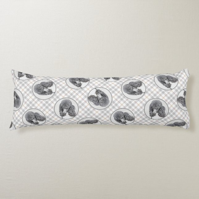 Standard Poodle Painting Parti Black White Dog Art Body Cushion (Front)