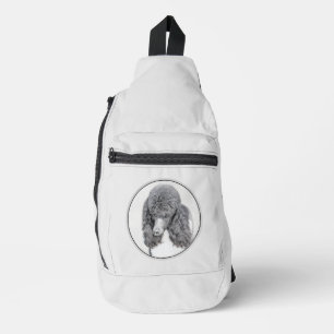 Standard Poodle Painting Parti Black White Dog Art Sling Bag