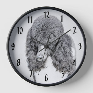 Standard Poodle Parti Painting - Original Dog Art Clock