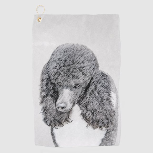 Standard Poodle Parti Painting - Original Dog Art Golf Towel (Front)