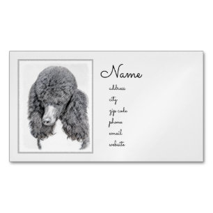 Standard Poodle Parti Painting - Original Dog Art Magnetic Business Card
