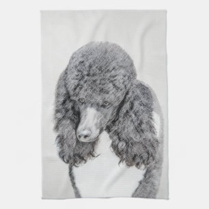 Standard Poodle Parti Painting - Original Dog Art Tea Towel