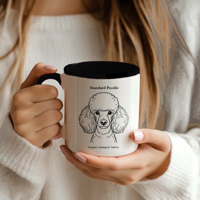 Standard Poodle Portrait Black Line Illustration Mug (Creator Uploaded)