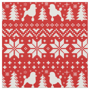 Standard Poodle Silhouettes Christmas Holiday Fabric