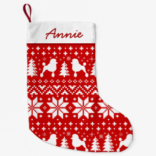 Standard Poodle Silhouettes Cute Holiday Pattern Small Christmas Stocking