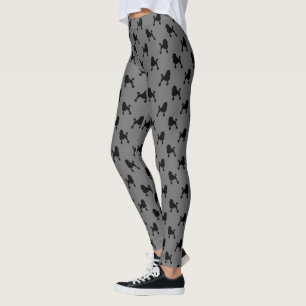 Standard Poodle Silhouettes Pattern Black and Grey Leggings