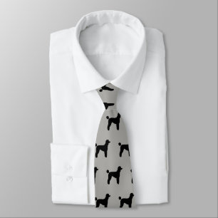 Standard Poodle Silhouettes Pattern Grey and Black Tie