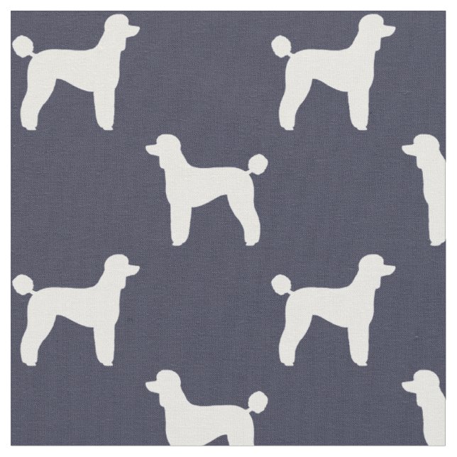 Standard Poodle Silhouettes Pattern Midnight Blue Fabric (Close Up)