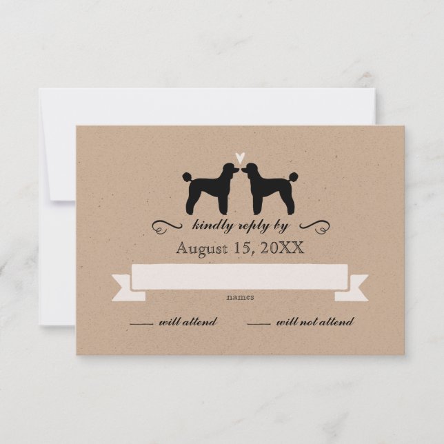 Standard Poodle Silhouettes Wedding RSVP Reply (Front)