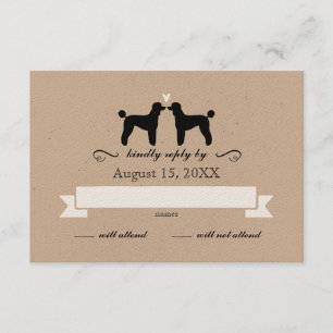 Standard Poodle Silhouettes Wedding RSVP Reply Card