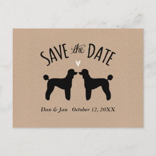 Standard Poodle Silhouettes Wedding Save the Date Announcement Postcard