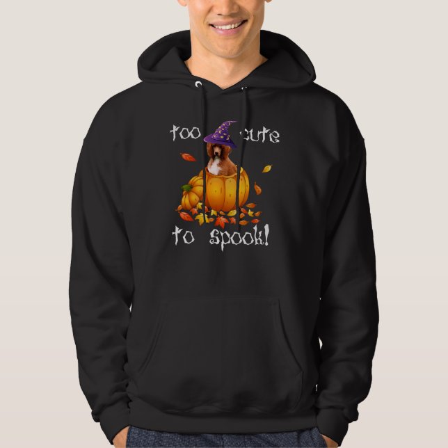 Standard Poodle Too Cute To Spook Halloween Dog Hoodie (Front)