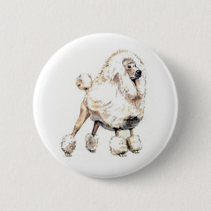Standard Poodle White 6 Cm Round Badge
