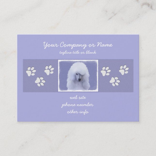 Standard Poodle White Painting - Original Dog Art Business Card (Front)