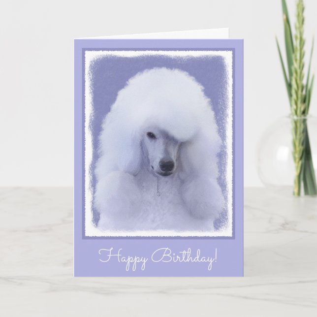 Standard Poodle White Painting - Original Dog Art Card (Front)
