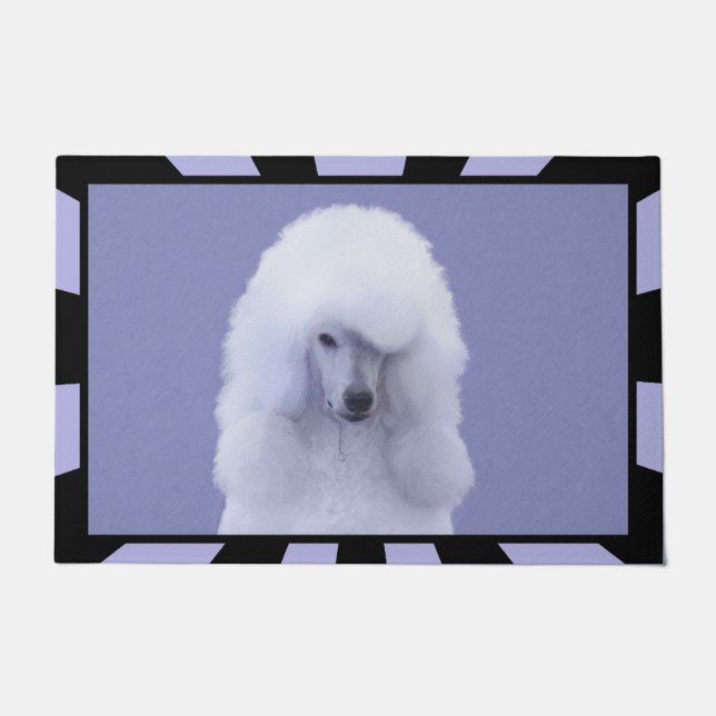 Standard Poodle White Painting - Original Dog Art Doormat (Front)