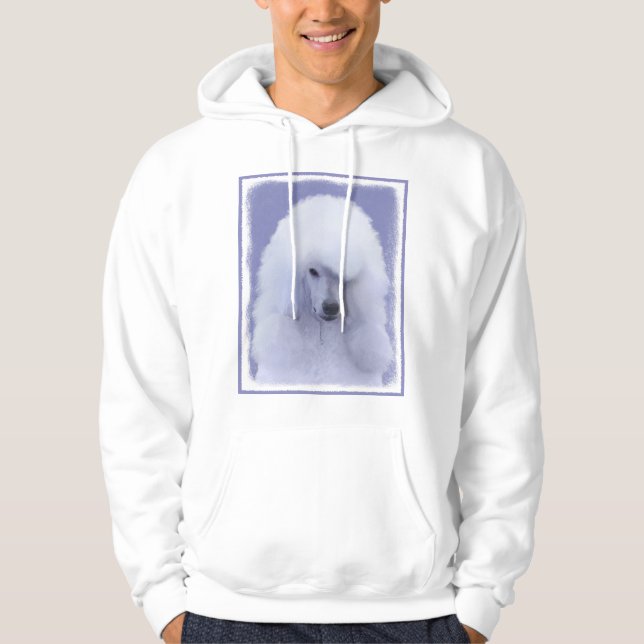 Standard Poodle White Painting - Original Dog Art Hoodie (Front)