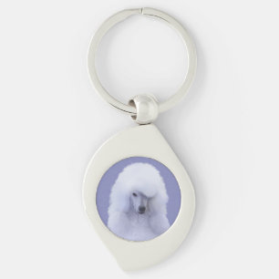 Standard Poodle White Painting - Original Dog Art Key Ring
