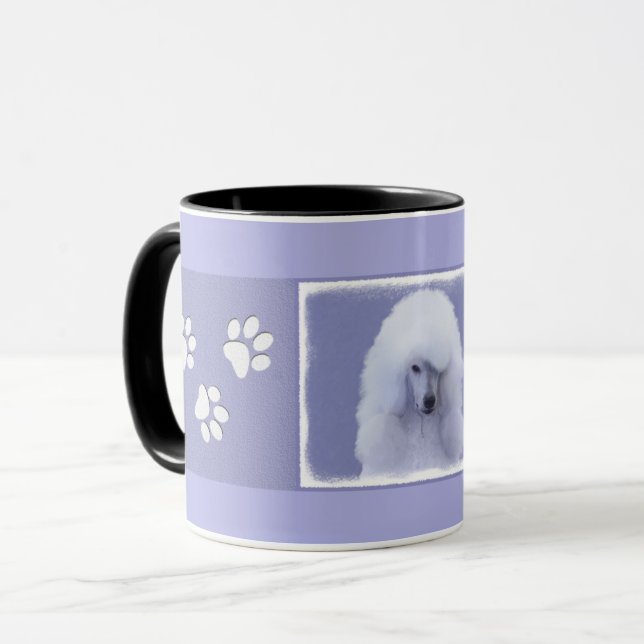 Standard Poodle White Painting - Original Dog Art Mug (Front Left)