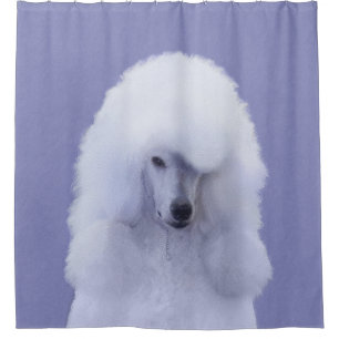 Standard Poodle White Painting - Original Dog Art Shower Curtain