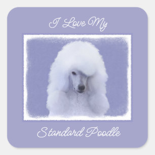 Standard Poodle White Painting - Original Dog Art Square Sticker