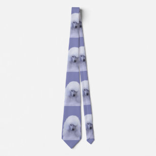 Standard Poodle White Painting - Original Dog Art Tie